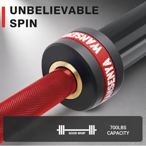 7FT Olympic Barbell 45lb,28MM 2 Inch Olympic Bar for No. 45 Steel,Olympic Weight Bars for Lifting,CrossFit,Bench Press,Deadlift,Squats,Strength Training bars - color: Red-700LBS