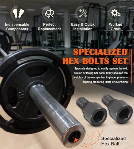 Replacement Hex Bolts Perfectly Fits for Dumbbell Bars, Olympic Bars, Curl Bars & Tricep Bars