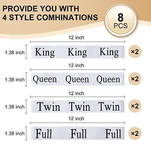 8 Pieces Bed Sheet Organizer Bands, Elastic Bed Sheet Straps Organizer and Storage Keepers, Linen Labels Bedding Bands for Closet, Bedroom, Dorm and Laundry Room (King Queen Twin Full) - size: 8Pcs-Mix