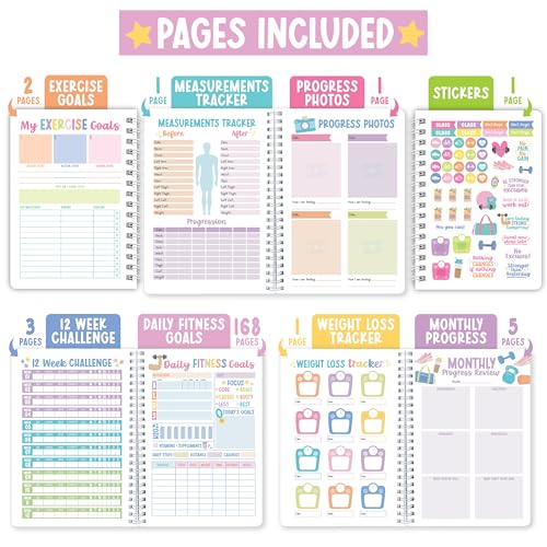 Hadley Designs Fitness Journal for Women - Workout Journal for Women, Fitness Planner for Woman, Workout Log Book, Undated Gym Journals & Exercise Journals, Gym and Health Notebook, Birthday Gifts - color: Teal Pastel