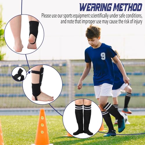 Soccer Shin Guards and Socks Kids Youth Lightweight Soccers Pads Defender with Ankle Protection Ski Shin Guards Football Equipment for Age 4-14 Toddler Boy Girl - color: Black, size: Small