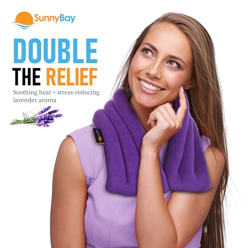 SunnyBay Lavender Microwave Heating Pad, 26" Long Microwavable Neck Wrap & Heat Pack for Moist Hot Therapy, Heated Neck Warmer for Neck, Shoulder & Back Pain Relief, Flaxseed Filling, 26x6, Purple - color: 6x26 Scented - Purple