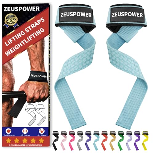 Lifting Straps Wrist Straps for Weightlifting Gym Straps Weight Lifting Deadlift Workout Women Men Dumbbell Straps for Hand RDL Strap Exercise Straps Dead Lift Cotton Neoprene Padded Zeus Power - color: 09-Light Blue Silicone