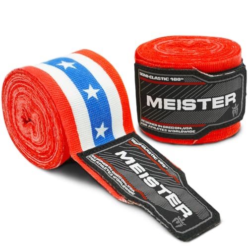 Meister Adult 180" Semi-Elastic Hand Wraps for MMA & Boxing (Pair) - color: American