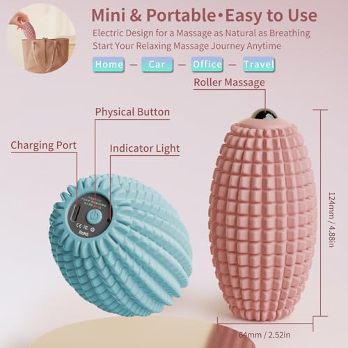 Vibrating Massage Ball for Plantar Fasciitis & Myofascial Release, Silicone Muscle Roller for Back, Shoulder, Foot, and Leg, Portable Trigger Point Massage Tool, 3 Vibration Speeds (Pink) - color: Pink