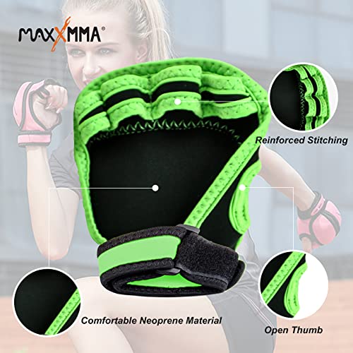 MaxxMMA Adjustable Weighted Gloves, 2 lb. Set - Removable Weight (2 x 0.5 lb. Each Glove) for Sculpting MMA Kickboxing Cardio Aerobics Hand Speed Coordination Shoulder Strength - color: Black