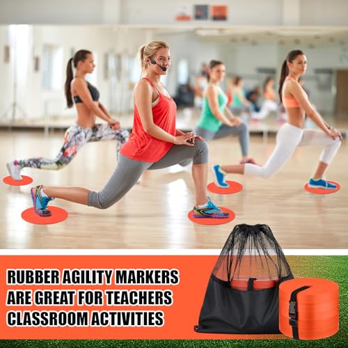 Silipull 6 inch Flat Cones Spot Markers Non-Skid Floor Hole Soccer Cones Field Court Spot Markers Flat Discs Soccer Training Equipment for Football Sports Speed Agility Practice - color: Orange