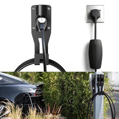 SEVEN SPARTA 180°Swivel Charging Cable Holder Compatible with Tesla Charger | 180° Swiveling Holster, Organizer for Save garage space, Compatible with Tesla Model 3 Y X S Cybertruck Mobile Wall Connector - color: Swiveling Black