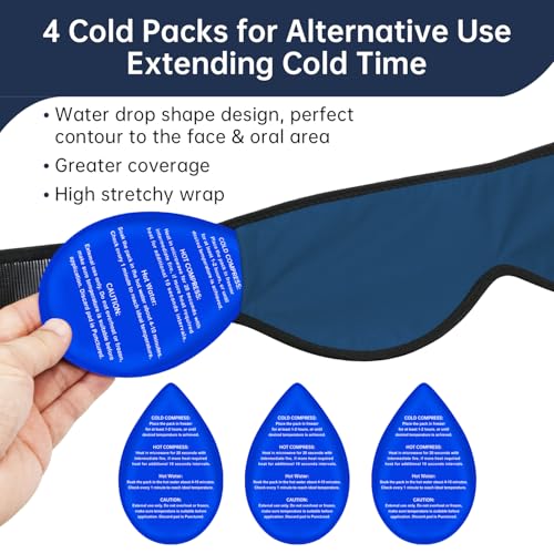 ZNÖCUETÖD Wisdom Teeth Ice Pack Face Head Wrap for Wisdom Teeth Removal Toothache Pain Relief, TMJ, Jaw Ice for Face Oral Surgery, Dental Implant with 4 Reusable Hot Cold Gel Packs (Royal Blue) - color: Royal Blue