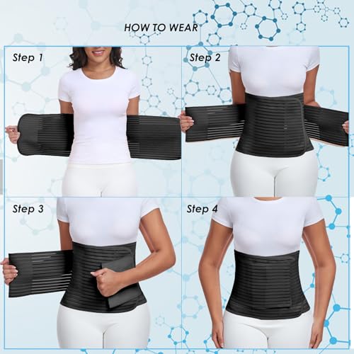 Postpartum & Post Surgery Abdominal Binder. Postpartum Belly Band | Belly Support Recovery after C-Section, Natural Birth, Hysterectomy, Hernia Belt (Black,M) - color: Black, size: Medium