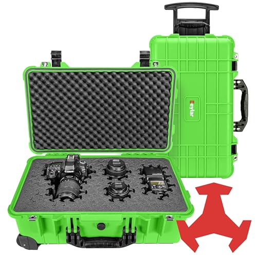 Eylar 22" Carry-On Roller Hard Case With Ragar Reconfigurable & Reusable XP Crosslink Foam, Waterproof, Shockproof For Equipment, Drones And Cameras, TSA Standard (2 Ragar Layers) (Neon Green) - color: Neon Green
