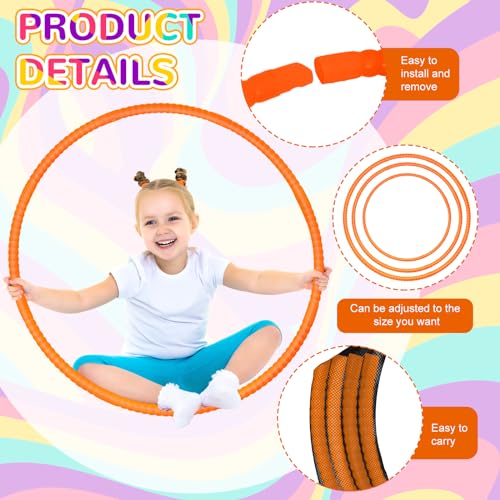 Shappy 6 Pcs Exercise Hoop Detachable Adjustable Plastic Toy Playground Toys Colored Hoop Circles for Teens Games Gymnastics Dog Agility Equipment Party Decor - color: Orange, size: 23 Inch