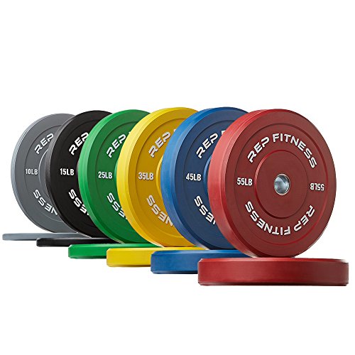 REP Color Bumper Plates LB Olympic Barbell Weights – Rubber Training Discs for Home Gym Strength Lifting, Low Bounce Durable, Weight Pairs & Sets 10 15 25 35 45 Pound Options - color: K. 370lb Color Set