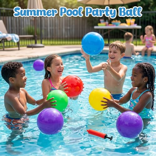 Amor Present 8PCS Inflatable Playground Balls, 8.5Inch Bouncing Sensory Balls with Hand Air Pump, for Kids Birthday Parties