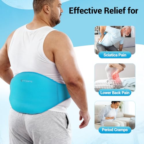 Comfytemp Extra Large Back Ice Pack for Lower Back Pain, Sciatica Relief, Reusable Hot Cold Therapy Wearable Gel Pack Wrap for Injuries, Surgery Recovery, Herniated Disc, FSA Eligible HSA, 2 Gel Packs - color: Blue-large Back Ice Pack-2 Gel Packs