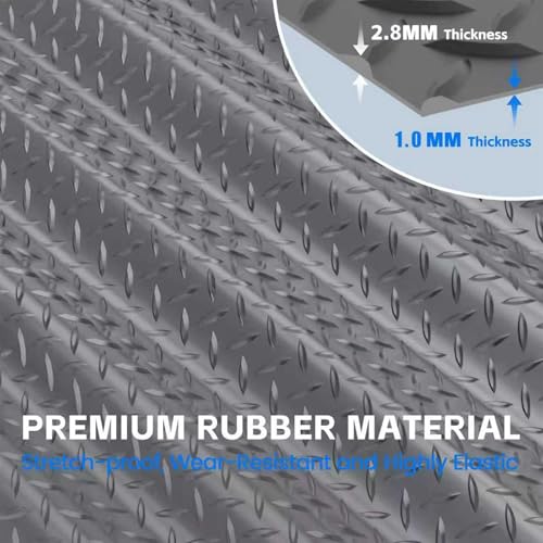 StellarStar 10x25 FT Garage Floor Mat, 2.8mm Thickened PVC Flooring Roll for Under Car, 250 SQFT Diamond Plate Gray Garage Mats for Garage, Warehouse, Basement, Factory, Trailer (Include Tapes) - color: Gray, size: 10x25 FT