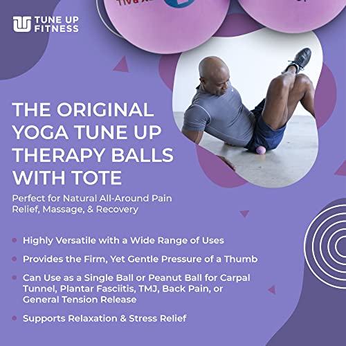 YOGA TUNE UP® Therapy Balls in Tote by Tune Up Fitness - Massage Balls for Trigger Point, Pressure Point & Myofascial Release - Use as Single or Peanut Ball for Pain Relief & Relaxation (Deep Purple) - color: ['Deep Purple'], size: ['2.5 Inch (Pack of 1)'
