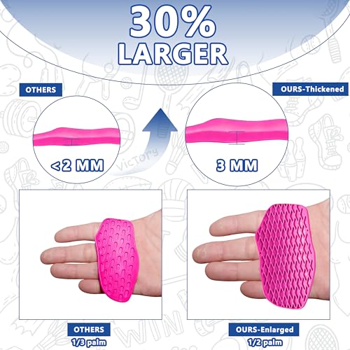 Large Anti-Slip Gym Workout Grips for WeightLifting,Silicone Hand Protector | Gym Towel,Storage Case,Ergonomic Rubber Gym Gloves for Men Women,Gym Hand Palm Protection Pads for Dumbbell,Barbell,Rypt - color: Hot Pink
