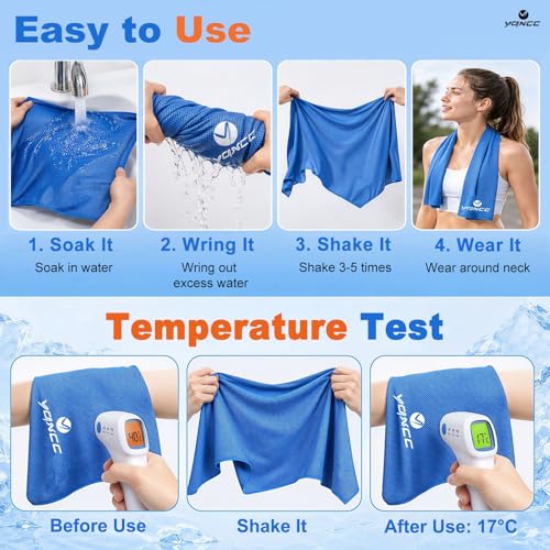 YQXCC 4 Pack Cooling Towels (40"x12"), Cool Neck Towel, Soft Breathable Microfiber for Gym, Yoga, Golf, Running, Camping & Summer Outdoor Activities - color: Light Gray + Light Blue + Rose Red + Green