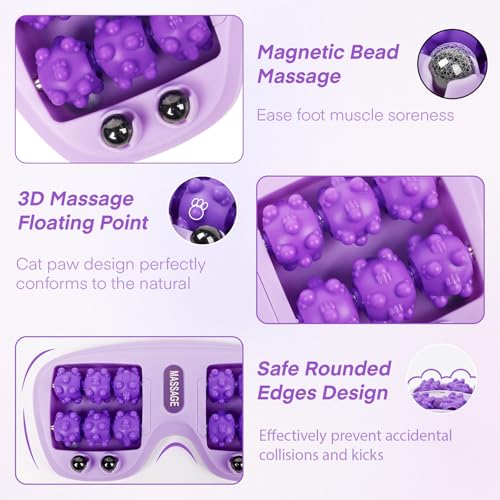 Meifuly Double Foot Massage Roller for Plantar Fasciitis, Portable Dual Foot Roller Tool for Home Use(Purple) - color: Purple