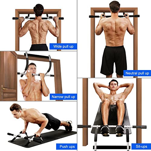 MOMODA Doorway Pull Up Bar, Home Gym Fitness Chin-Up Bar for Door Frame - color: Grey