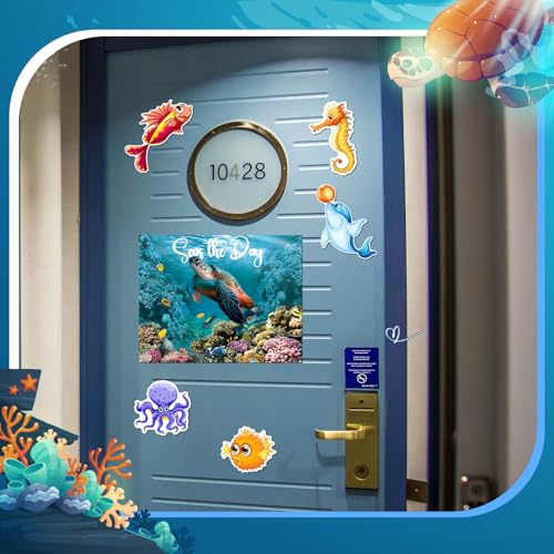 Kanayu 6 Pcs Sea Animals Cruise Door Decorations Magnetic Large Ship Decorations Magnets Anchor Cruise Decor Car Fridge Magnet Decal for Carnival Stateroom Door - style: Sea World
