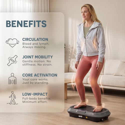 Lifepro Waver Vibration Plate Exercise Machine – High-Intensity Vibration Plate for Lymphatic Drainage – Full-Body Workout Vibrating Platform with Loop Bands – Fitness Equipment for Strength & Toning - color: Gray