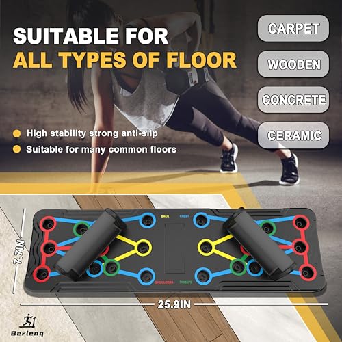 IUT Solid Push Up Board 15 in 1 Home Workout Equipment Multi-Functional Pushup Stands System Fitness Floor Chest Muscle Exercise Professional Equipment Burn Fat - color: M2-Blue Handle