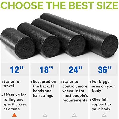 Yes4All EPP Exercise Foam Roller – Extra Firm High Density Foam Roller – Best for Flexibility and Rehab Exercises (12 inch, Black) - color: Black, size: 12-inch (Pack of 1)