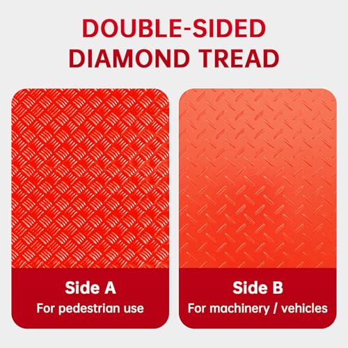 12Pcs 3'x8' Ground Protection Mats w/22 Connectors, Double Sided Diamond Tread, High Density Polyethylene, 90Ton Load Heavy Duty Mat for Lawn Dirt Construction(Orange) - size: 3x8 orange