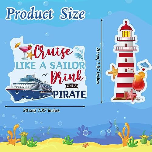 Kanayu 12 Pieces Cruise Door Magnets Decorations, Sea Navigation Ship Car Refrigerator Magnets Stickers Anchor Cruise Cabin Door Fridge Magnetic Decorations for Cabin Carnival Party(Stylish Style) - style: Stylish Style