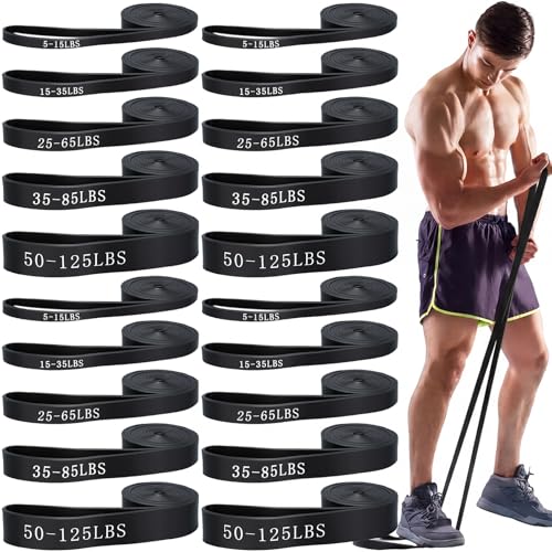 Thenshop 20 Pcs 4 Sets Resistance Bands 5 Levels Pull up Assistance Bands Long Heavy Duty Exercise Workout Band Straps for Working Out Muscle Training Physical Therapy Muscle Training Men and Women