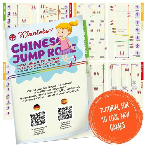 Kleintober I Chinese Jump Rope I Rubber Twist I Gummitwist I Indoor and Outdoor Toys I Stretchy Rope for Kids I with Instructions for Play I Outdoor Toys for Kids Ages 8-12