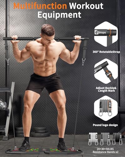 BBTOPS Push Up Board, Pilates Bar & Fitness Accessories, 25 in 1 Foldable Push up Bar for Home Gym, Workout Exercise Professional Push Up Strength Training Equipment for Man and Women - color: Black-Gray