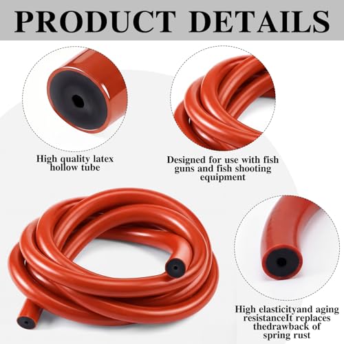 Pangda Fishing Gun Elastic Tube Speargun Band Hose- 1 Pack Natural Latex, 19.7" Long, 0.63" OD & 0.12" ID for Freshwater & Saltwater - color: Red