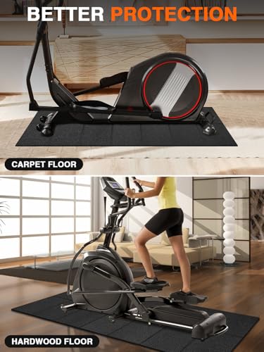 Treadmill Mat,70"x32",6mm Thickness Foldable Exercise Equipment Mat for Carpet Hardwood Floors, Compatible with Walking Pad,Spin Bike,Elliptical Trainer,Rowing Machine - size: 70"L x 32"W x 0.24"Th