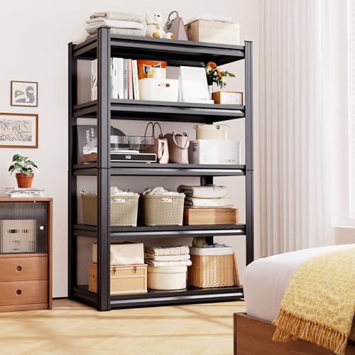 Garage Shelving-2050 lbs 5 Tier Storage Shelves,Adjustable Heavy Duty Metal Shelving Unit and Storage Large Rack,Utility Steel Shelf for Warehouse Industrial Pantry Basement Organizers 71"x46"x20" - size: Metal/46"Wx20"Dx71"H