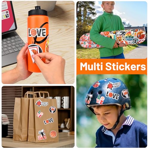 Basketball Party Favors, 12 Pack Basketball Water Bottles with 300 PCS Stickers, 20 oz Sports Squeeze Bottle, BPA-Free Reusable Water Bottles Bulk for Boys, Gifts For Team - style: 2# 12 Pack-Basketball