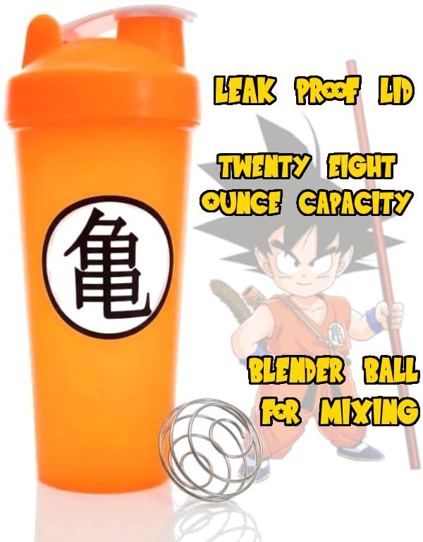 DBZ Kame Logo Shaker Cup - 28 Ounce Mixer Bottle for Protein & more - Dragon Goku Ball Z