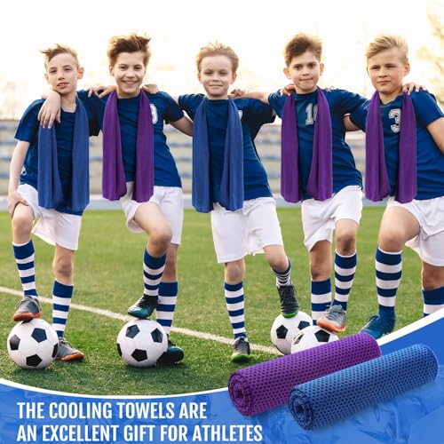 Hosuly 30 Pack Cooling Towels, 40"x12" Ice Breathable Soft Chilly Sweat Rag Microfiber Workout Rags for Gym Cooling Towels for Neck and Face for Yoga Golf Sport Running - color: Dark Blue, Purple