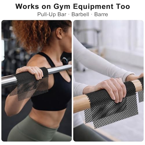 Pilates Grip Pads 4-Pack, Non-Slip Hand Grip Mat for Pilates Reformer, Cadillac Bed, Barre, Pull-Up Bar, Free Weights & Gym Equipment (Black & Pink)