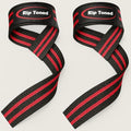 Rip Toned Lasso Lifting Straps for Weightlifting, 23¼" Padded | 1 Pair, cotton, non-latex neoprene. No break-in. Quick release. Deadlifts, rows, shrugs, pull-ups. Machine washable. - color: Red/Black