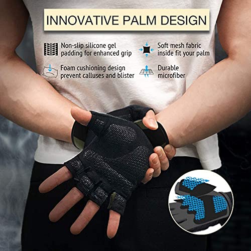 ATERCEL Workout Gloves for Men and Women, Exercise Gloves for Weight Lifting, Cycling, Gym, Training, Breathable and Snug fit - color: Green, size: Medium