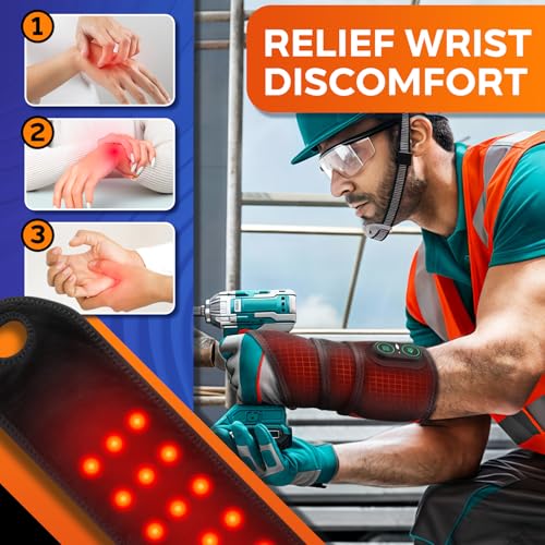 Cordless Wrist Heating Pad for Pain Relief, FSA Eligible Items, Rechargeable Wrist Massager for Carpal Tunnel, Red Light Heated Wrist Brace Wrap, HSA Approved Products Only - color: Black