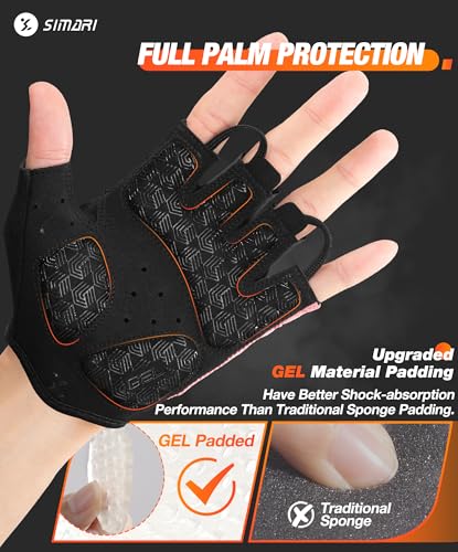SIMARI Gel Pad Cycling Gloves with Shock-Absorbing/Grip/Breathable, Workout Bike Gloves for Men Women Biking, Mountain Biking, Fitness, Gym Exercise, Weight Lifting Training, Yoga, Pilates - color: 2-Pink, size: Small