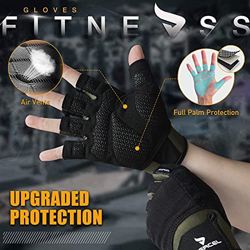 ATERCEL Workout Gloves for Men and Women, Exercise Gloves for Weight Lifting, Cycling, Gym, Training, Breathable and Snug fit - color: Green, size: Medium