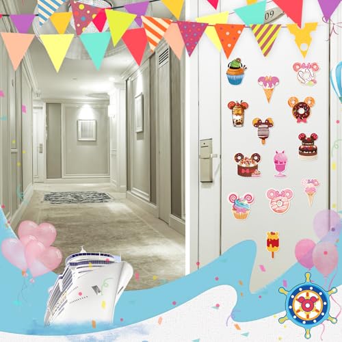 RiVolTa Mouse Cruise Door Magnets - 24 Pcs Cute Mice Decorations Magnets Ice Cream Ship Cabin Magnetic Stickers Funny Animal Stateroom Accessories Refrigerator for Carnival Summer Party Locker Decor - color: Afternoon Tea
