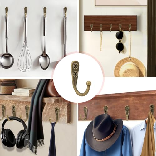 20 Pcs Key Hooks Coat Hooks for Hanging, Key Holder, Wall Mount Hook with Stainless Steel Metal Screws, Command Hooks Utility Hangers for Key, Hat, Cup, Coat, Picture (Bronze) - color: Bronze