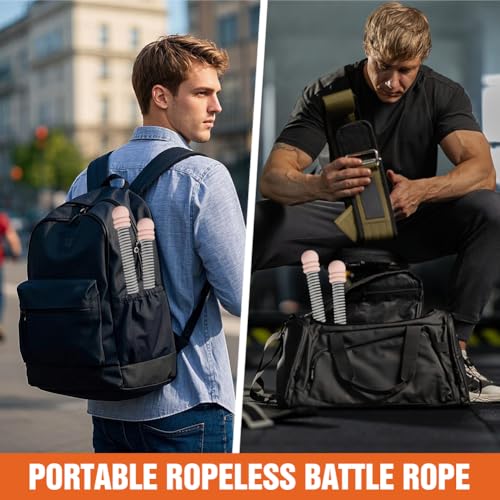 Ropeless Battle-Ropes (2-Pack) Portable Workout Ropes for HIIT Workouts,Cardio & Muscle Training, Low-Impact Training Heavy Duty Arm Exerciser for Strength Training - color: Pink