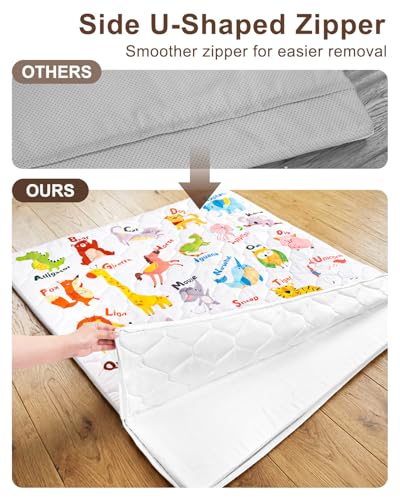 Baby Play Mat, 50x50 Playpen Mat with Machine Washable Cover | Removable, Thicken Cushioning Playmats for Baby, Non-Slip Bottom, Easy to Clean for Infants, Animal - color: Animal, size: 50" X 50"